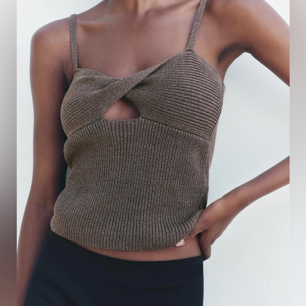 Zara Basic Knit Linen Blend Top - image 2